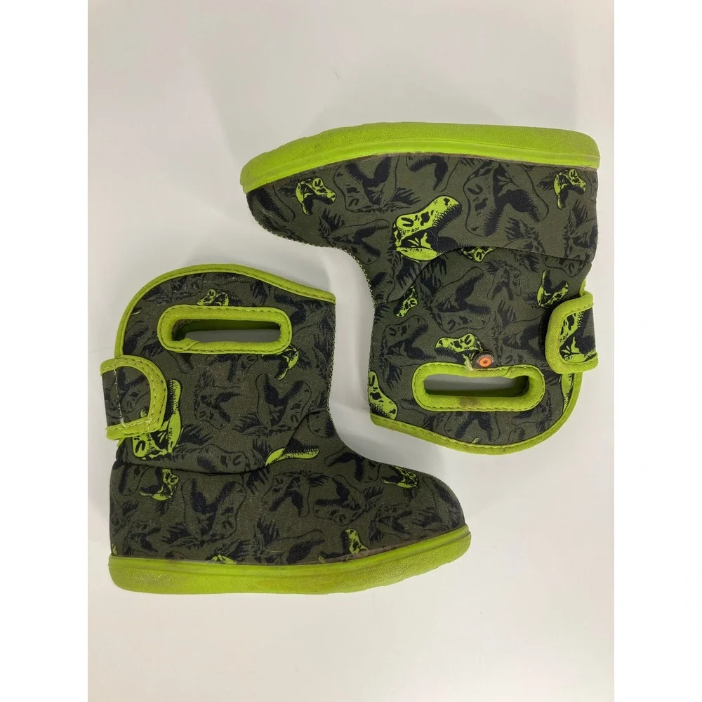 Bogs Baby Bogs Dino Boots Infants 8 Green Good Waterproof Faux Fur Dinosaur